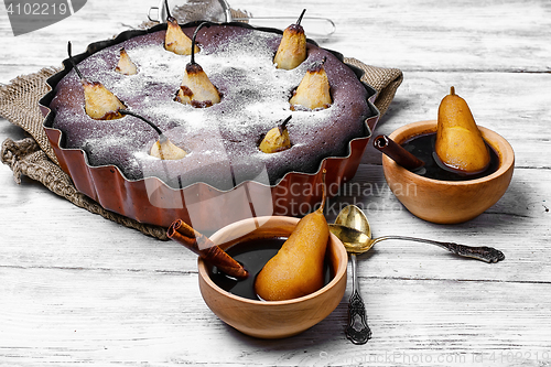 Image of Pear pie in baking dish
