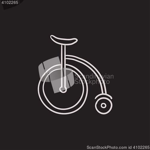 Image of Circus old bicycle sketch icon.