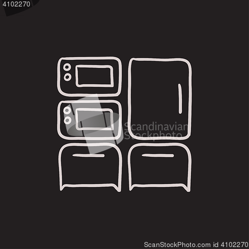 Image of Household appliances sketch icon.