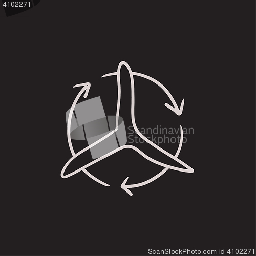 Image of Windmill with arrows sketch icon.