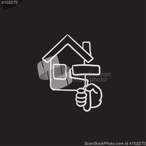 Image of House painting sketch icon.