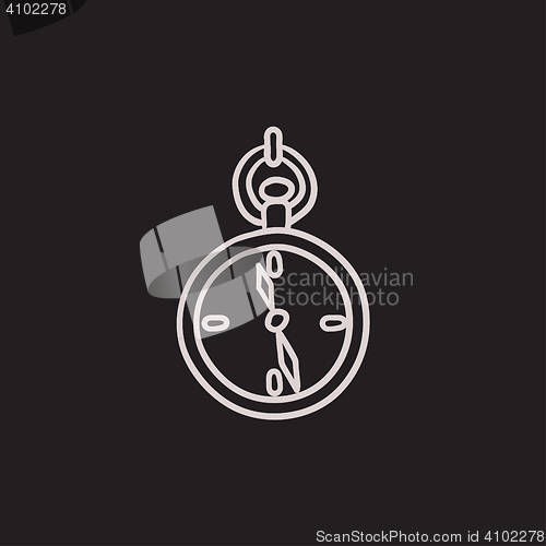 Image of Pocket watch sketch icon.