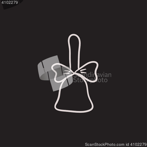 Image of School bell with ribbon sketch icon.