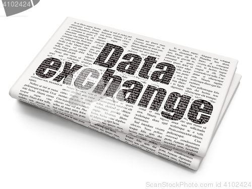 Image of Data concept: Data Exchange on Newspaper background