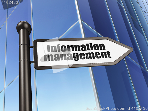 Image of Data concept: sign Information Management on Building background