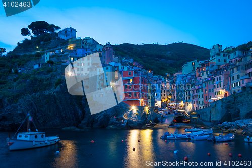 Image of Riomaggiore in Cinque Terre, Italy - Summer 2016 - Sunset Hour