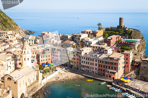 Image of Vernazza in Cinque Terre, Italy - Summer 2016 - view from the hi