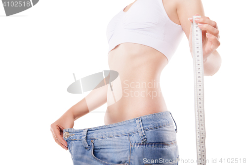 Image of Slim woman\'s body isolated over white background