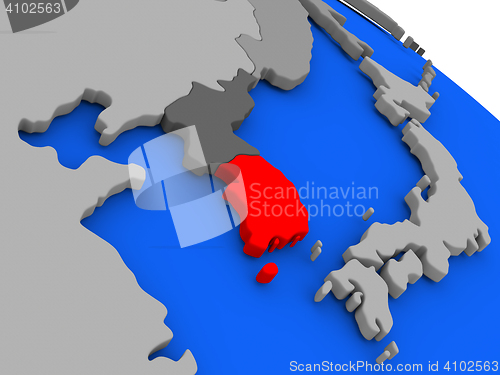 Image of South Korea in red