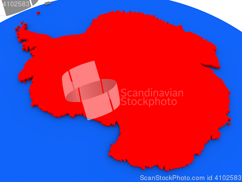 Image of Antarctica in red