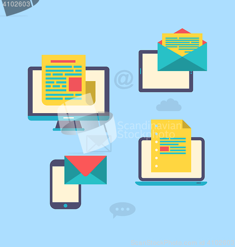 Image of Concept of email marketing via electronic gadgets - newsletter a