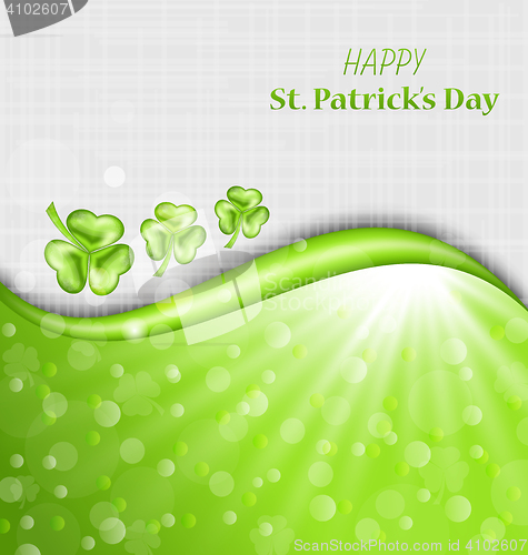 Image of Abstract Glowing Background with Green Trefoils for St. Patrick 