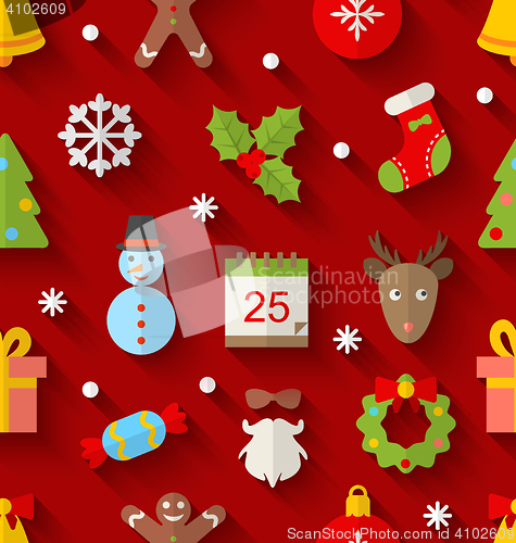 Image of Seamless Pattern with Christmas Colorful Objects