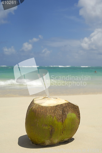 Image of Coconut drink on exotic beach