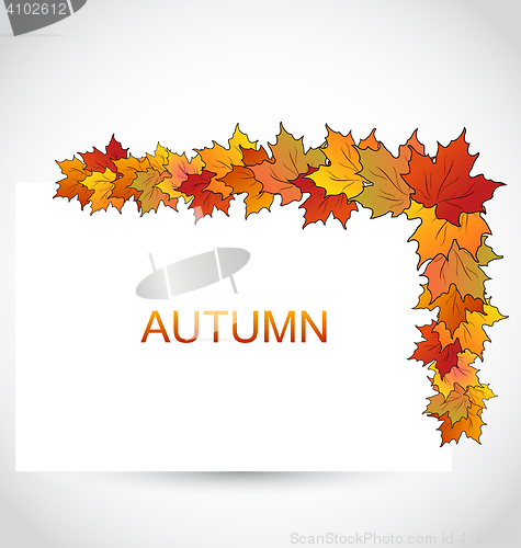 Image of Colorful Autumn Maple Leaves with Note Paper