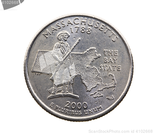 Image of coin in a quarter of the US dollar