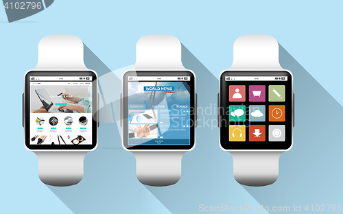 Image of close up of black smart watches with applications