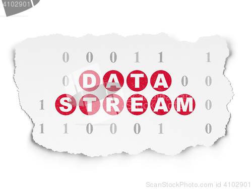 Image of Information concept: Data Stream on Torn Paper background