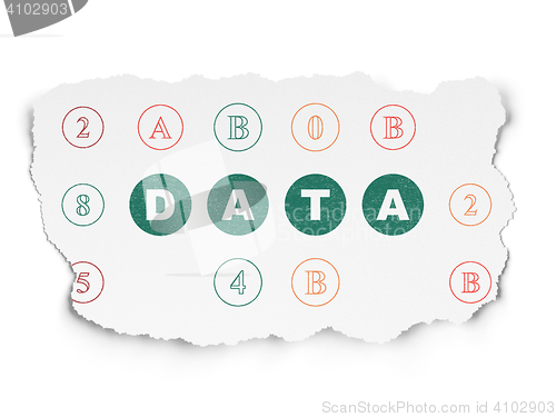 Image of Data concept: Data on Torn Paper background