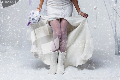 Image of Bride in wool boots