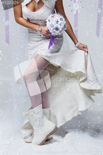 Image of Bride in wool boots
