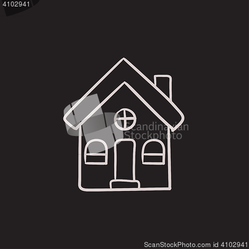 Image of Detached house sketch icon.