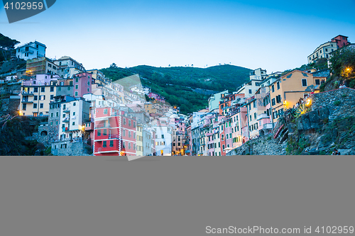 Image of Riomaggiore in Cinque Terre, Italy - Summer 2016 - Sunset Hour