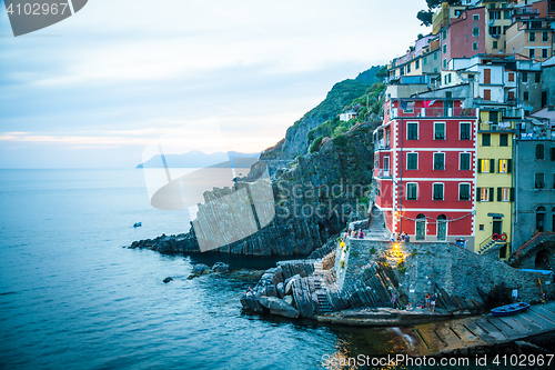 Image of Riomaggiore in Cinque Terre, Italy - Summer 2016 - Sunset Hour