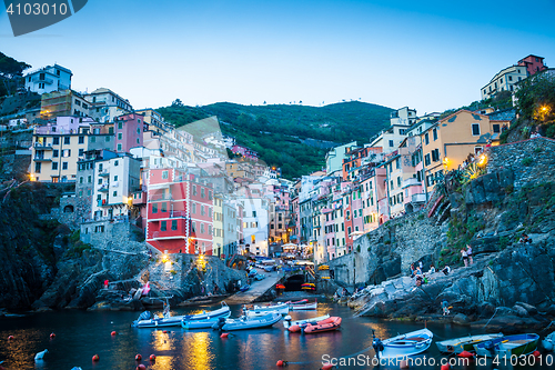 Image of Riomaggiore in Cinque Terre, Italy - Summer 2016 - Sunset Hour