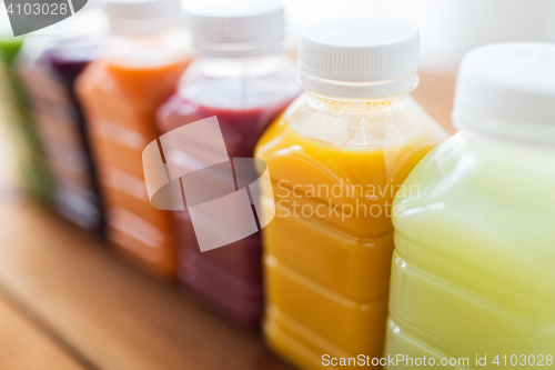 Image of bottles with different fruit or vegetable juices