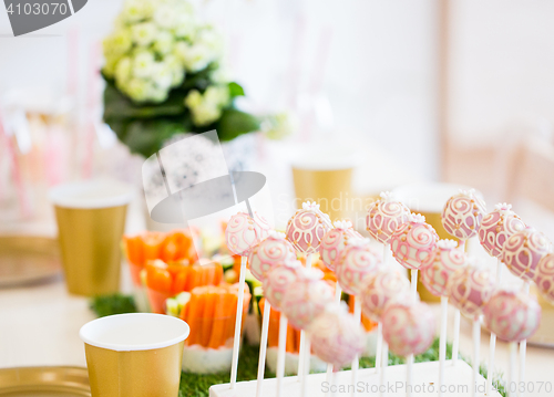 Image of close up of cake pops or lollipops