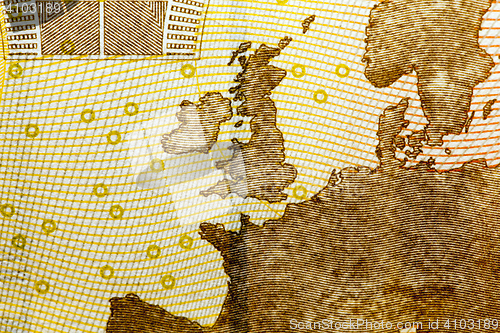 Image of euro, photographed close up