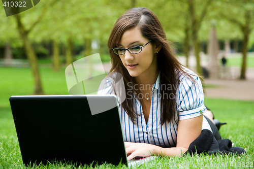 Image of Working caucasian businesswoman