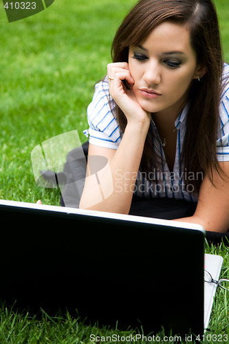 Image of Working caucasian businesswoman