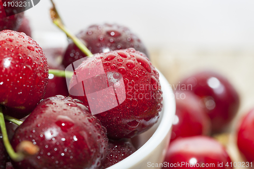 Image of juicy and ripe cherries.