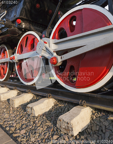 Image of old steam locomotive close up