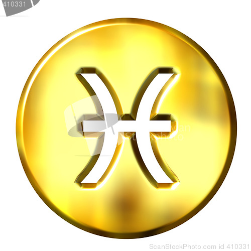 Image of 3D Golden Pisces Zodiac Sign