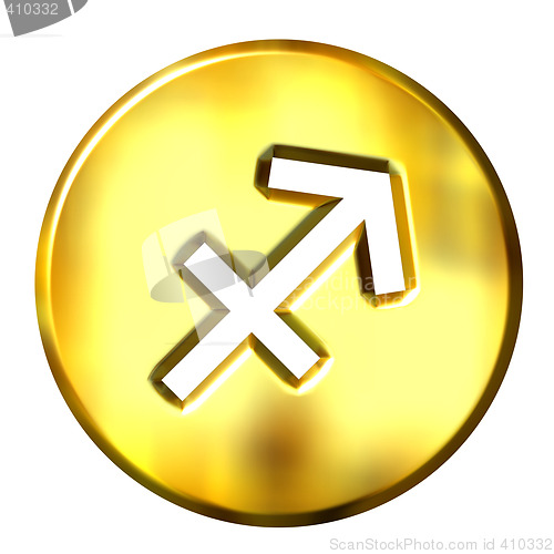 Image of 3D Golden Sagittarius Zodiac Sign