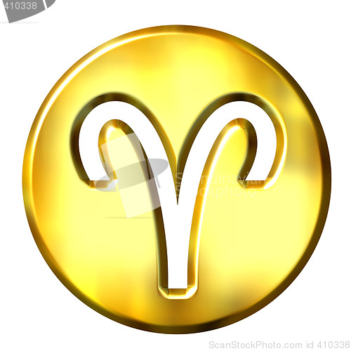 Image of 3D Golden Aries Zodiac Sign