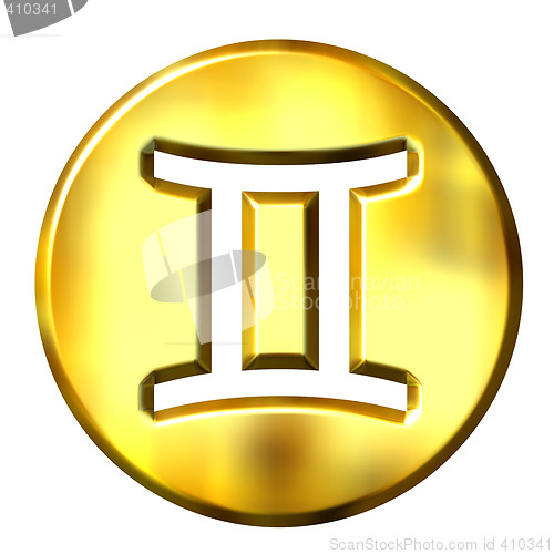 Image of 3D Golden Gemini Zodiac Sign