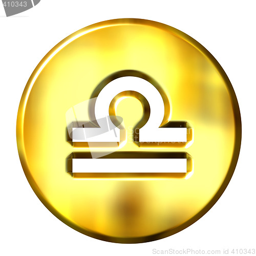 Image of 3D Golden Libra Zodiac Sign