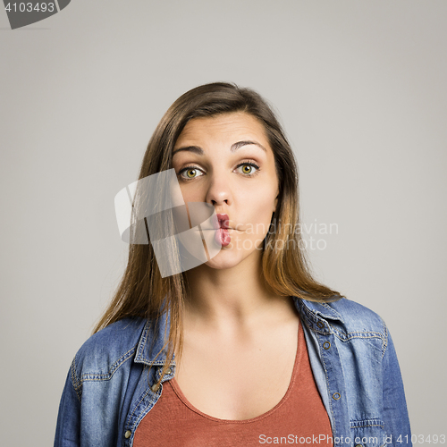 Image of Woman making pout