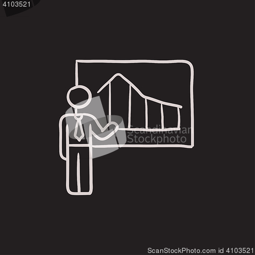 Image of Businessman with infographic sketch icon.
