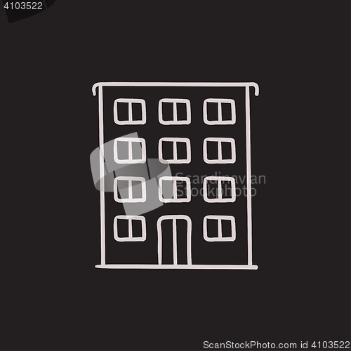 Image of Residential building sketch icon.