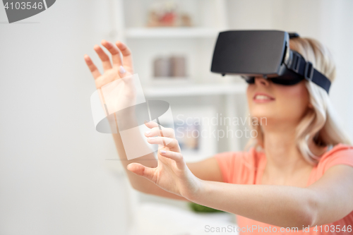 Image of woman in virtual reality headset or 3d glasses