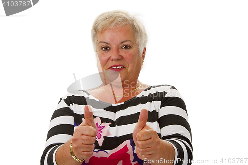 Image of Female senior thumbs up