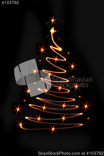 Image of christmas tree in the dark 