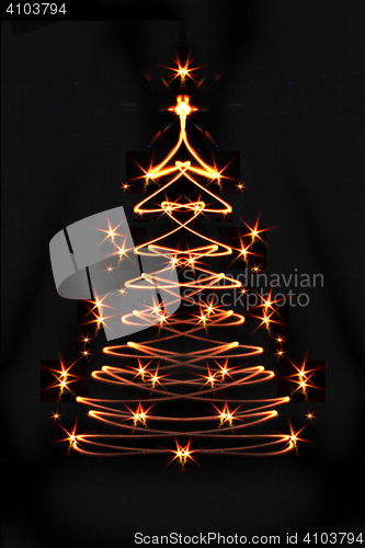 Image of christmas tree in the dark 