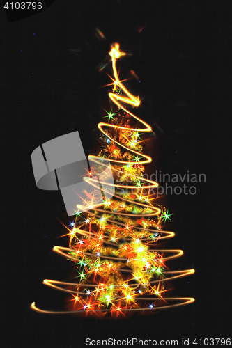 Image of christmas tree in the dark 