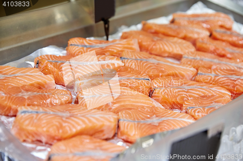 Image of salmon fish at food market stall